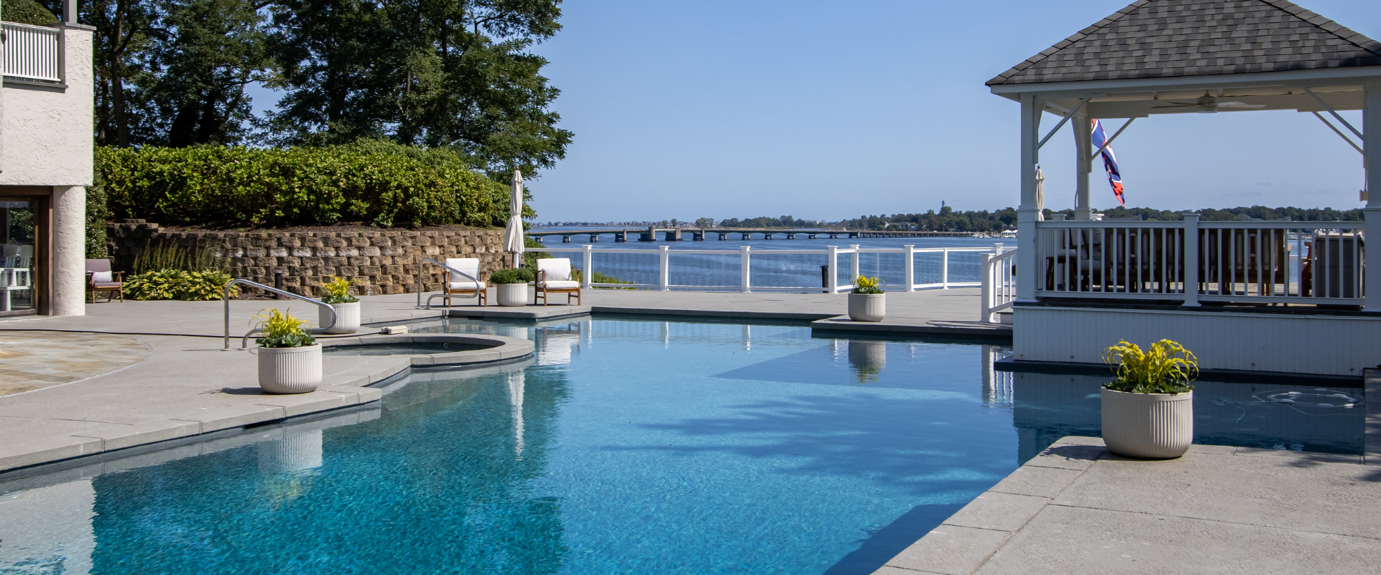 Pool in Locust, NJ with a Navesink river view